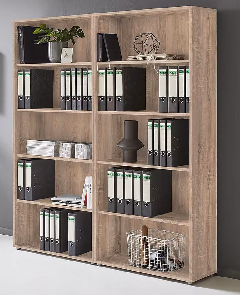 home24 Open kasten 2-delig, bruin/Sonoma eikenhouten look, Hoogte: 186 cm