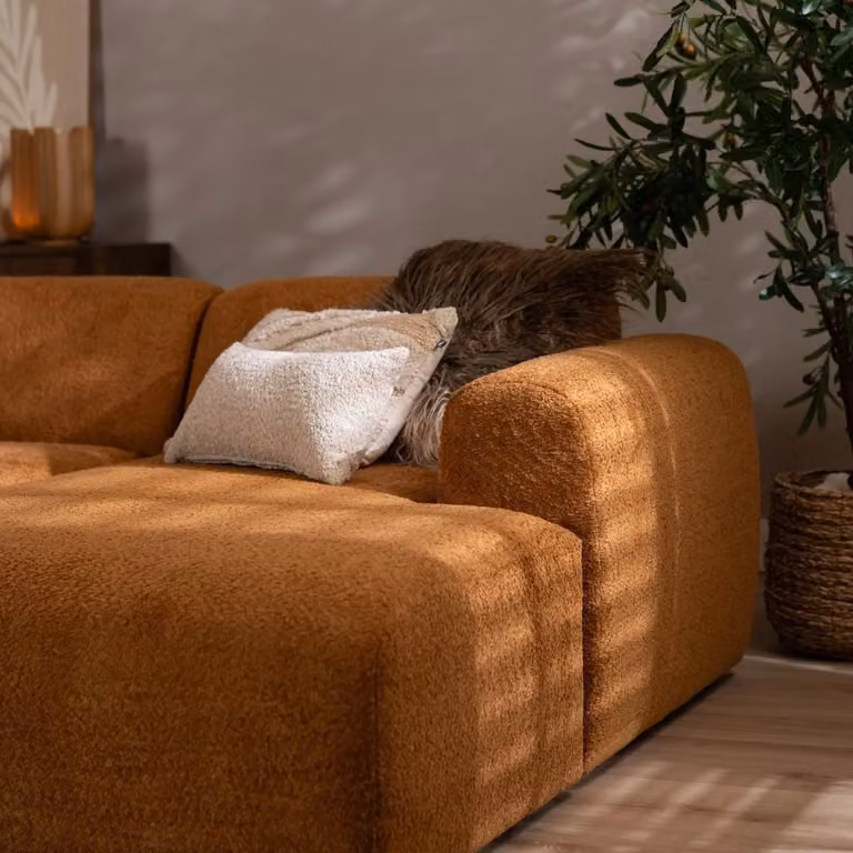 Bronx71 Hoekbank Maine XL bouclé stof terracotta rechts