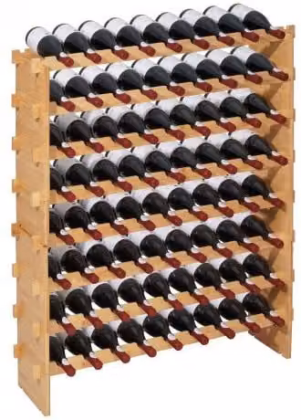 VEVOR Stapelbaar Modulair Wijnrek voor 72 Flessen, 8 Lagen, Bruin, H 119 x B 76,7 x D 25 cm