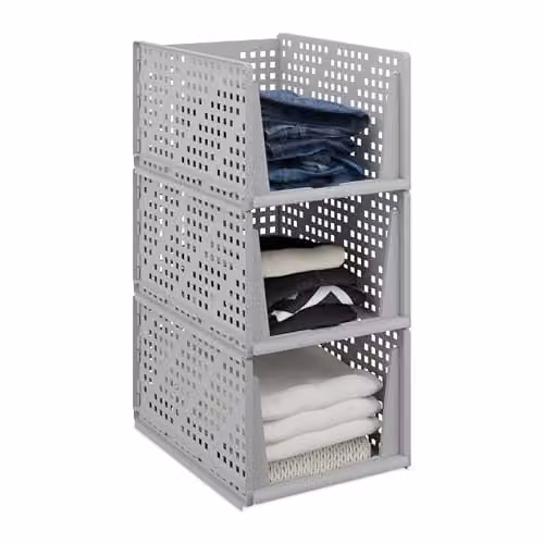 Relaxdays Kastorganizer set van 3, Grijs, B/D/H: 24,5 x 33,5 x 43,5 cm