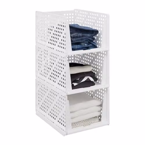Relaxdays Kastorganizer set van 3, wit, B: 24,5 cm, D: 33,5 cm, H: 43,5 cm