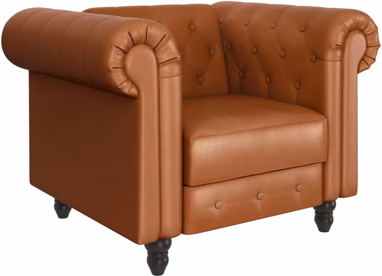 Felix - Loungestoel met relaxfunctie in PU Cognac, B/D/H: 83 x 111 x 87 cm