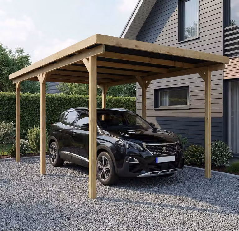 Solid carport S711 van geïmpregneerd hout 500 x 300 cm