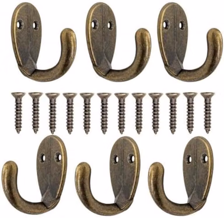Set van vintage bronzen haken voor muurdecoratie van duurzame zinklegering, 37 x 15 x 28 cm