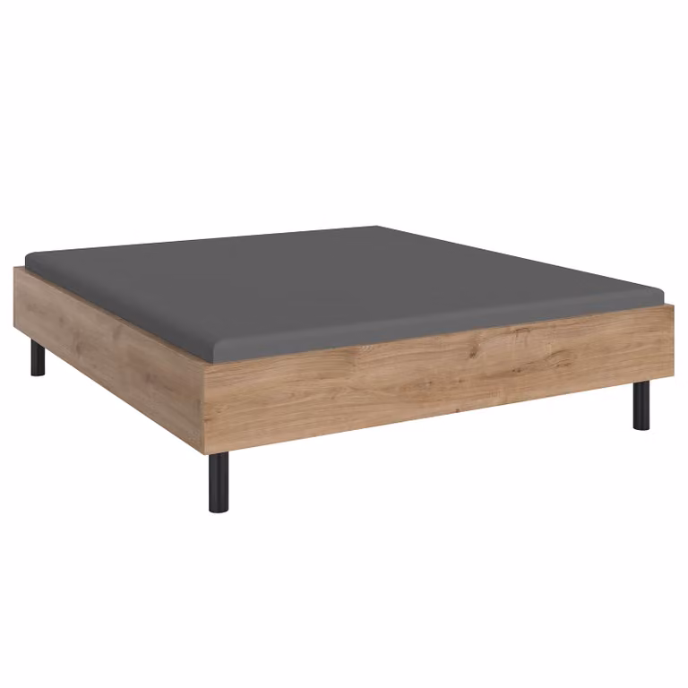 home24 Futonbed Easy modern zwart eikenhout en bruin, B/D: 180 x 200 cm, Hoogte: 60 cm