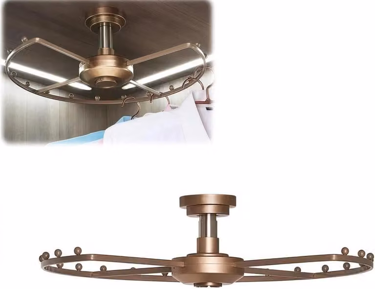 Draaibare hoek kledingkast organizer met 360 graden rotatie, goud, 52 cm