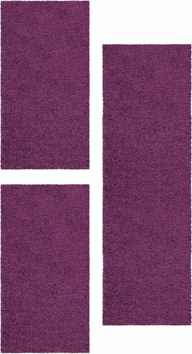 Hoogpolig Slaapkamer Tapijt Lila - Rechthoekig Vloerkleed van Polypropyleen - 30 mm Poolhoogte - B: 100 cm, L: 700 cm