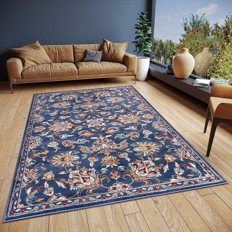 home24 Oosters vloerkleed Caracci blauw/donkerblauw B: 120 cm, D: 170 cm