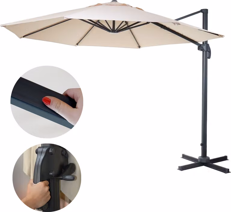 Mendler Gastronomie parasol HWC-A96 rond zonnescherm crème diameter 3 meter