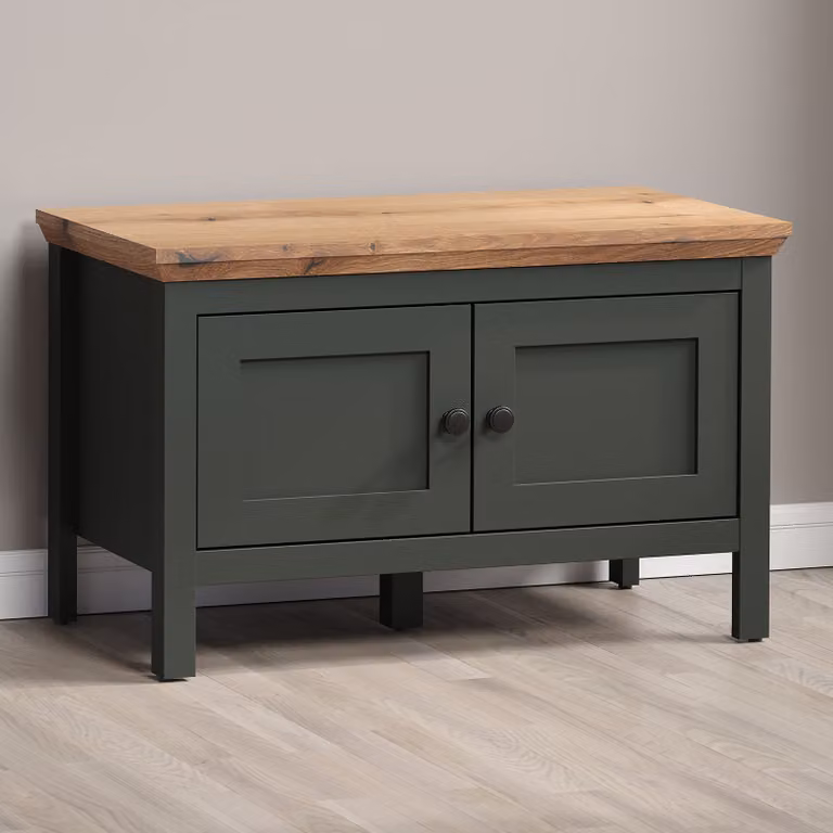 home24 Halbank groen/bruin B: 77 cm, D: 48 cm, H: 39 cm
