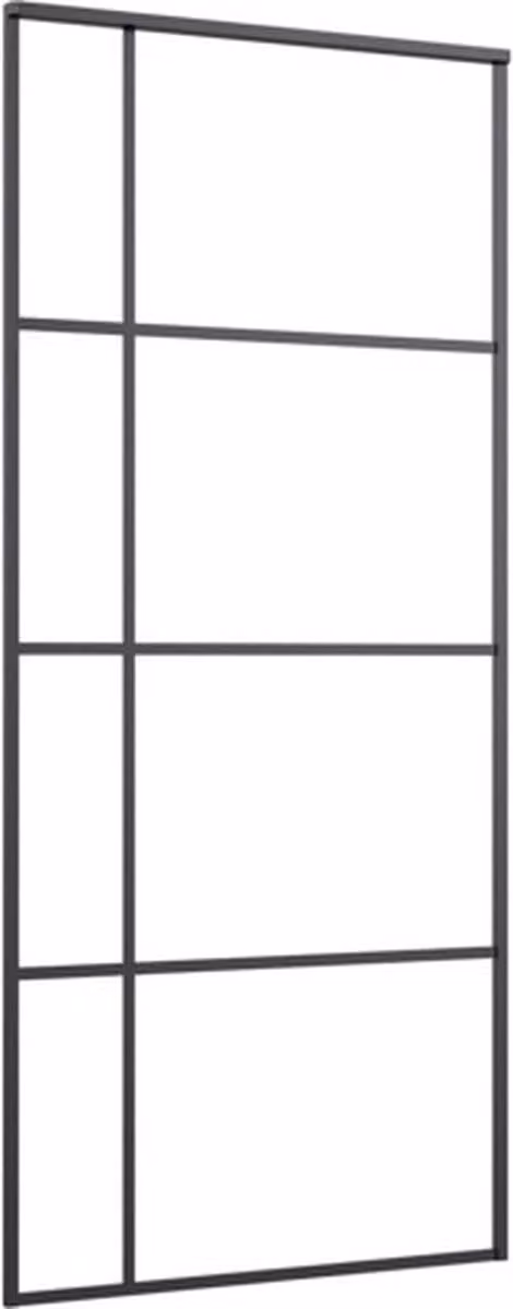 vidaXL Schuifdeur met mat ESG-glas en aluminium in zwart, B: 90 cm, H: 205 cm