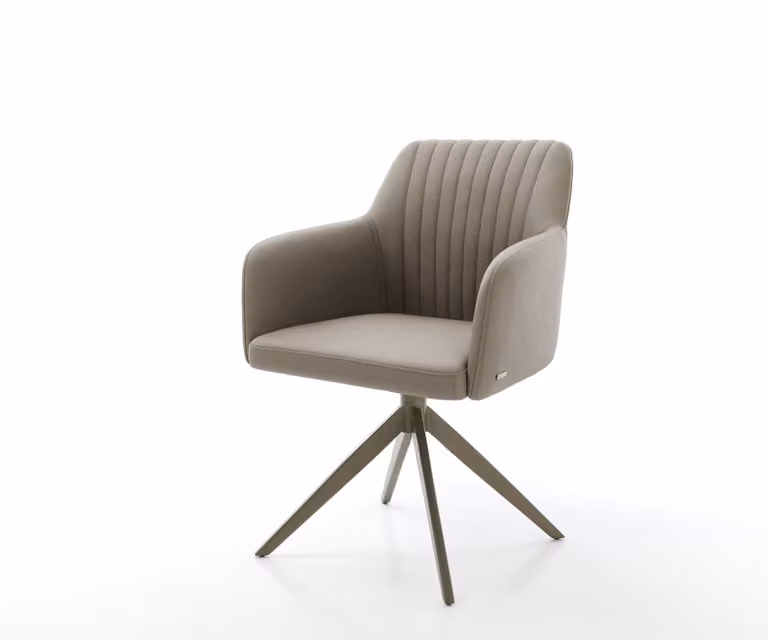DELIFE Draaistoel Greg-Flex met echt leer en titanium afwerking, Bruin/Beige, 360 graden draaibaar met rocker-functie en pocketveer kern