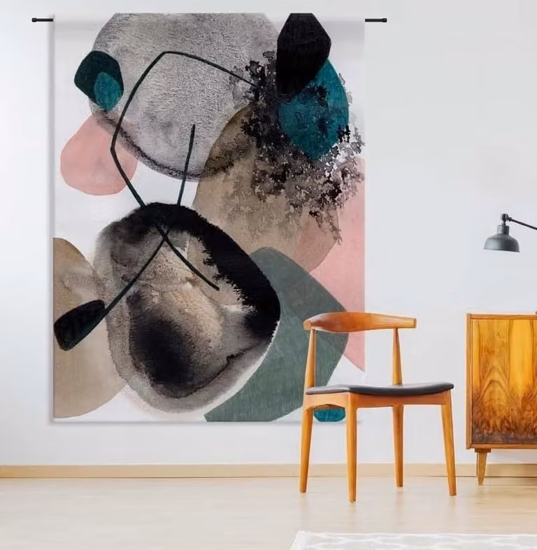 Urban Cotton Wandkleed Splash Abstract Scandinavisch Multicolour B: 110 cm, H: 80 cm