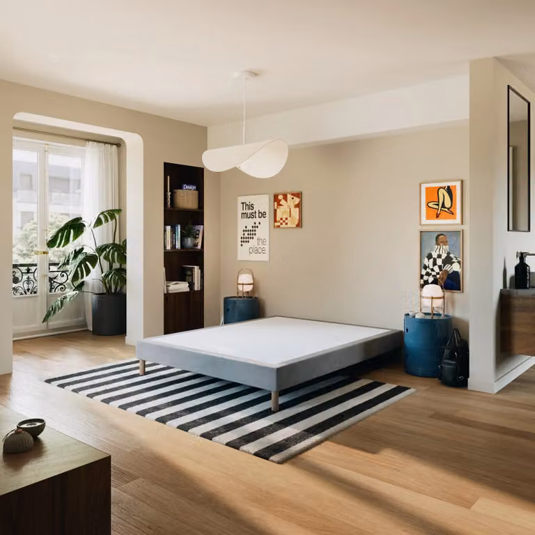 Hypnia Gestoffeerde Bedbodem met Houten Latten in Grijs