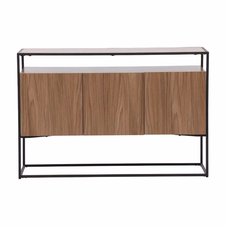 QUVIO Kast Zwart Walnoot MDF met Metalen Details