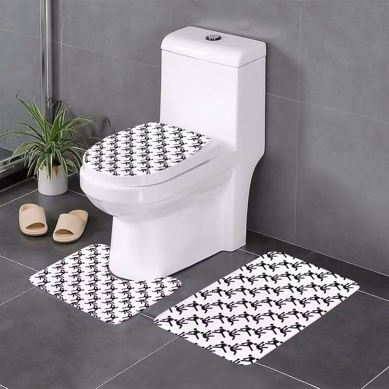 3-delige witte badkamertapijt set van antislip flanel die vocht absorbeert