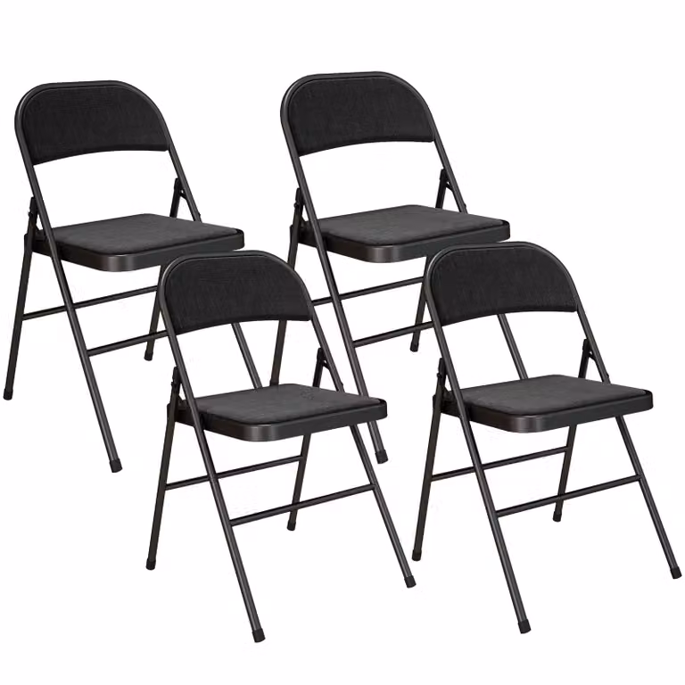 HOMCOM Set van 4 inklapbare klapstoelen met kunstleer bekleding en metalen frame, zwart, B/D/H: 45 x 46 x 78 cm
