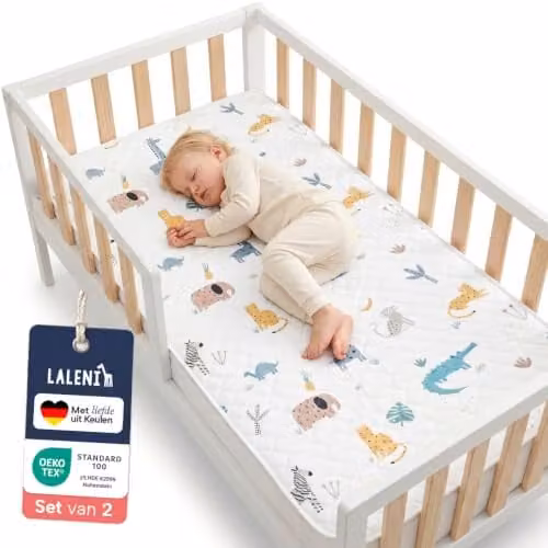 Laleni Set van 2 Waterdichte Matrasbeschermers voor Kinderen met Dierenprint en Elastiek - 70 x 140 cm