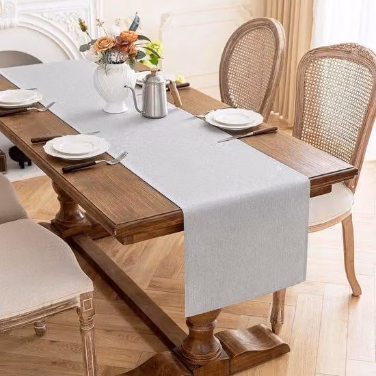 Waterafstotende tafelrunner van polyester, lichtgrijs, B: 40 cm, L: 180 cm