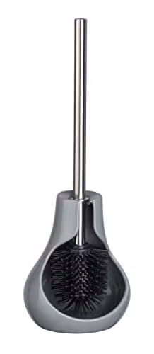 Wenko Keramische toiletborstelset met houder, grijs, B: 14 cm, D: 40 cm, H: 13,5 cm