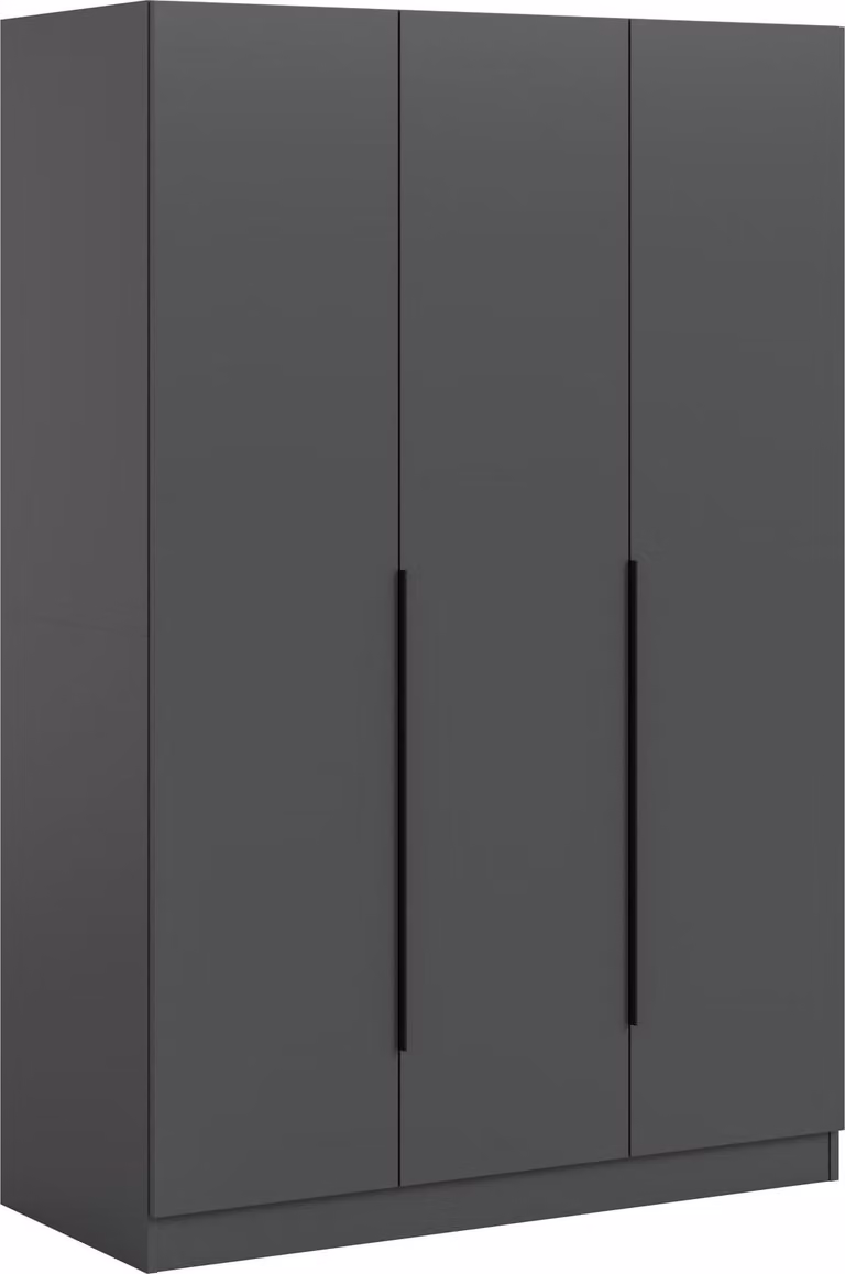 ebuy24 Kopenhagen Draaideurkast met 3 deuren, grijs/antraciet, B/H/D: 120 x 180 x 52 cm