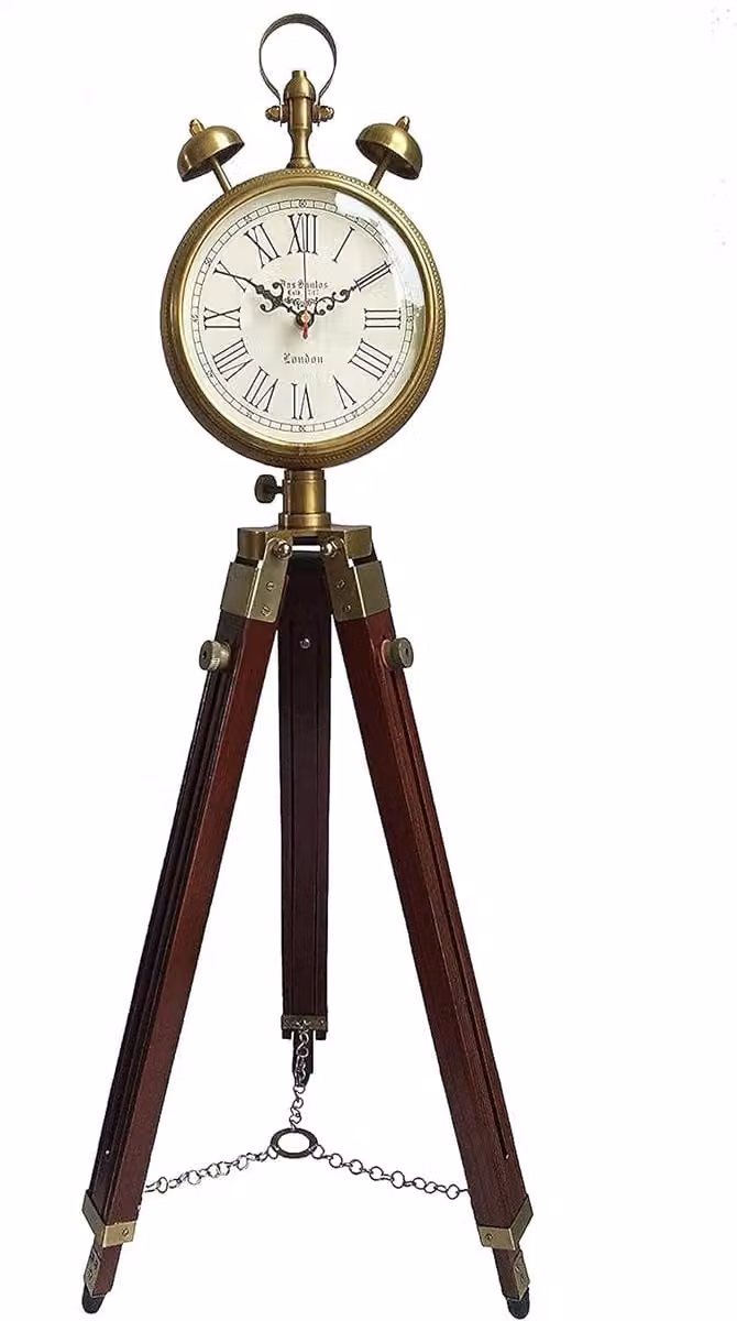 Vloerklok met houten statief in vintage stijl - Bruin - Hoogte: 127 cm