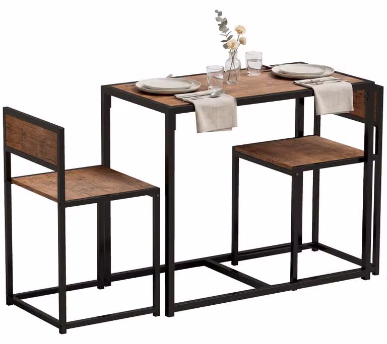 HOMCOM 3-delige eethoekset met keukentafel en 2 stoelen