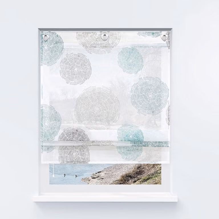 Blauw Vouwgordijn met print voor in de woonkamer - 60 x 140 cm