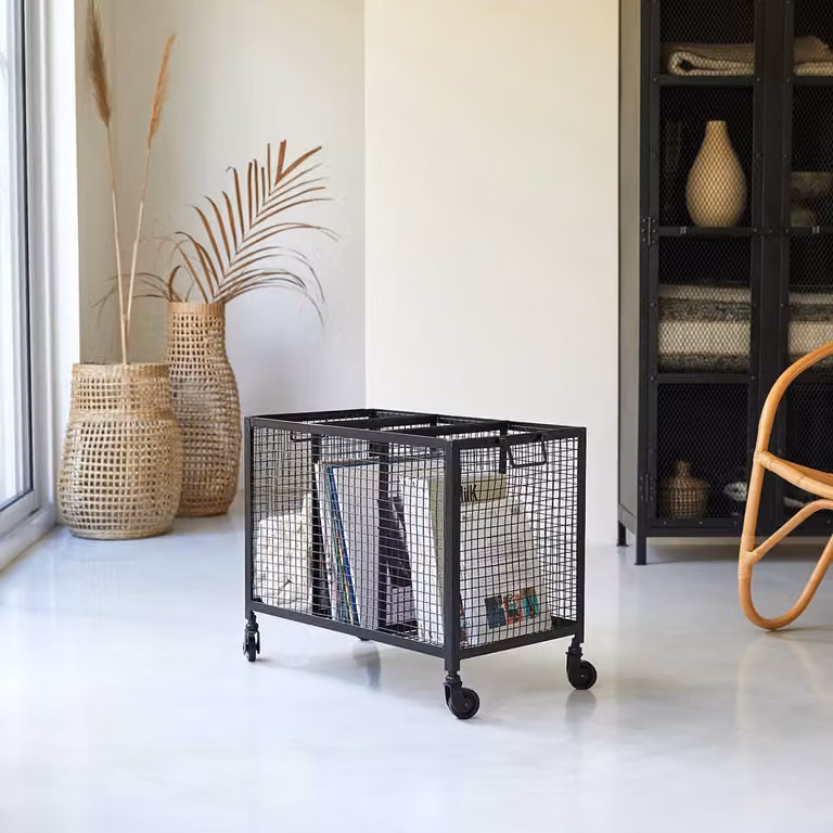 Tikamoon Industrial Metalen Kast met Deurtjes - Zwart - B/D/H: 60 x 35 x 50 cm