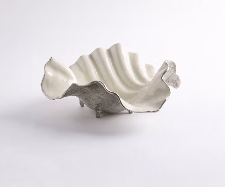 Almira Handgemaakte Aluminium Schaal Platin Opal B: 38 cm, D: 38 cm, H: 15 cm
