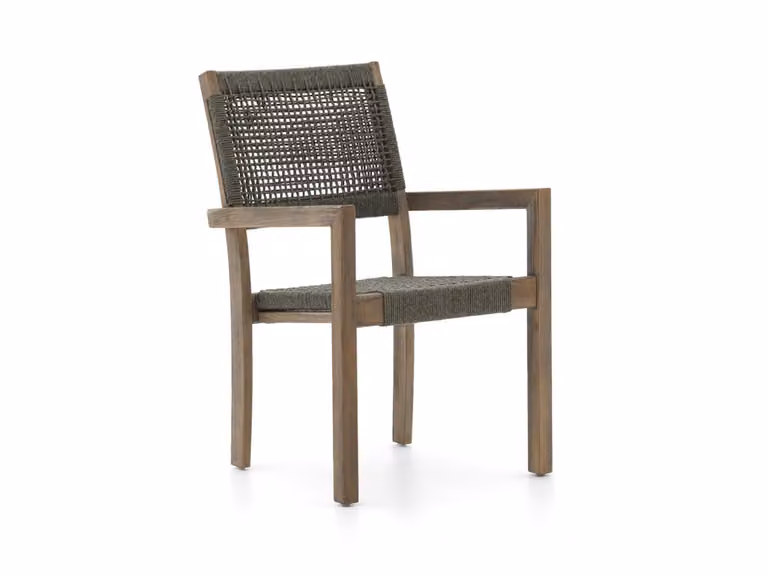 ROUGH Batang Dining tuinstoel met grijs touw en teakhout