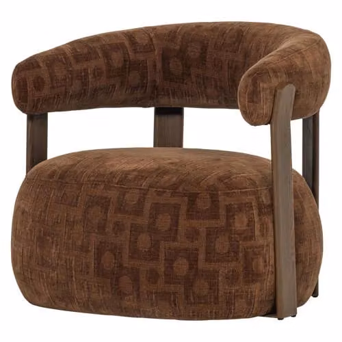 WOOOD Foon Fauteuil - Bruin - Structuurstof - B: 78 cm, D: 82 cm, H: 73 cm