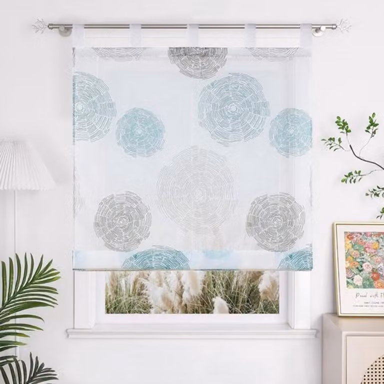 Blauw Vouwgordijn met opdruk - Transparant raamdecoratie voor binnen - 100 x 150 cm