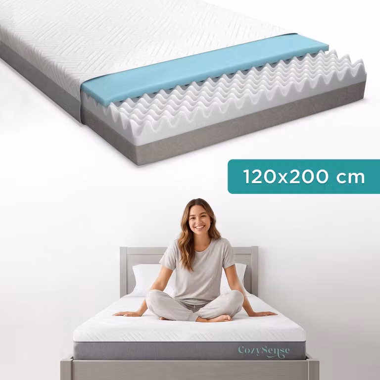 CozySense Premium Matras Eenpersoons met Gel Traagschuim en Eierkistschuim B/D/H: 120 x 200 x 20 cm