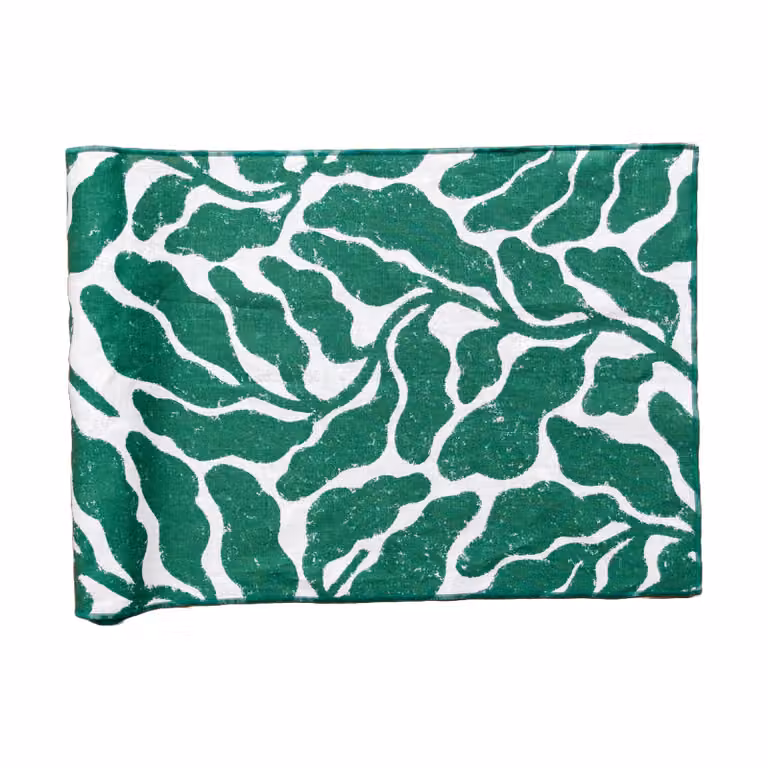 Fine Little Day Tafelloper Leaves Green, 45 x 180 cm