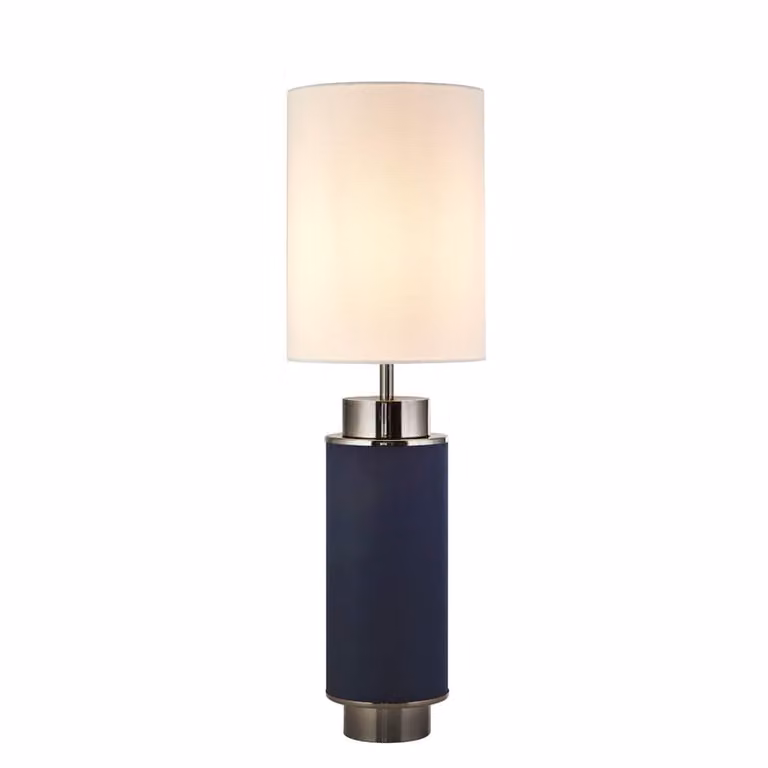 Searchlight Flask Tafellamp Nikkel en Vintage Blauw, Hoogte: 72 cm