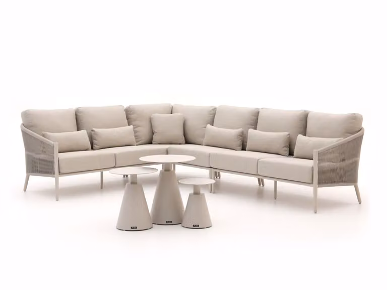 Bellagio Hoek loungeset voor 6 personen in beige met aluminium frame