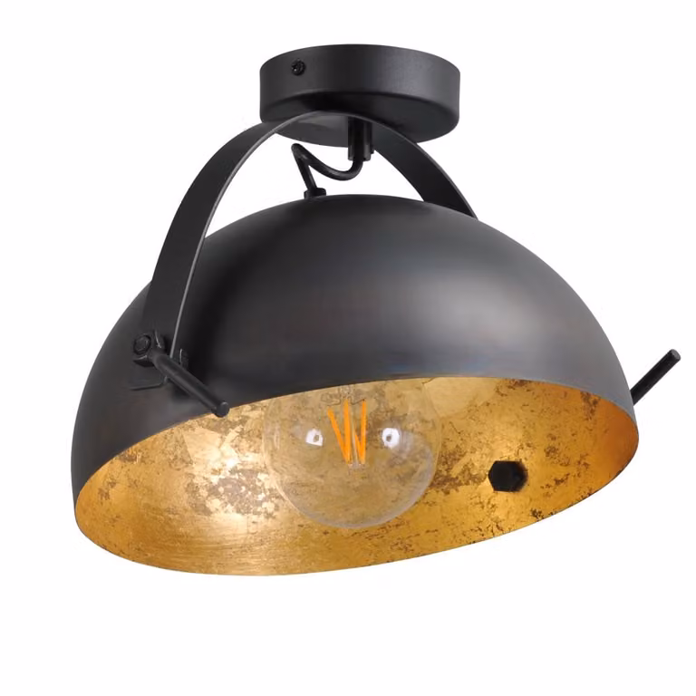 Masterlight Industria plafondlamp - Goud/Messing en Zwart - 30 cm