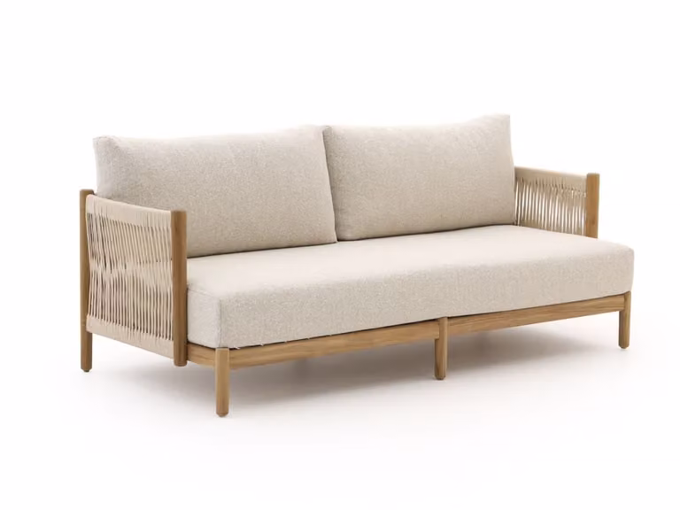 Zavelli Loungebank voor de tuin, 2 personen, Teakhout, Grijs/Beige