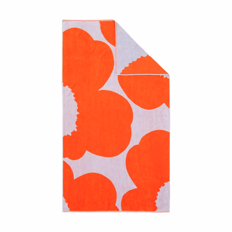 Marimekko Iso Unikko badhanddoek Blue lilac-orange red, 100 x 180 cm