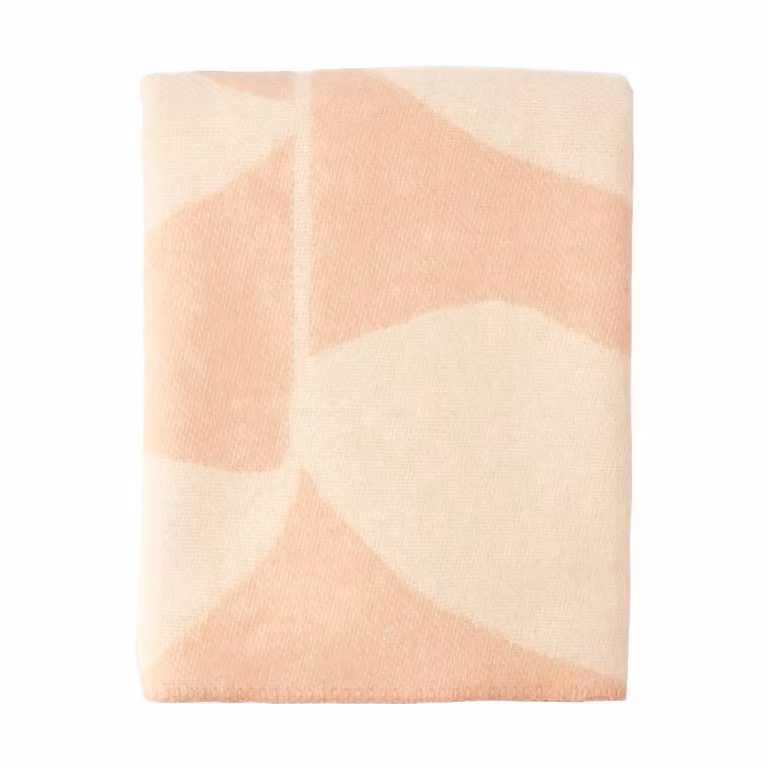 Scandi Living Leaf wollen plaid Peach, 130 x 180 cm