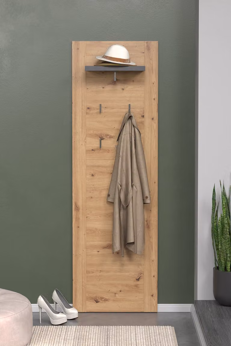 home24 Kapstokpaneel bruin/grijs B/D/H: 62 x 26 x 199 cm