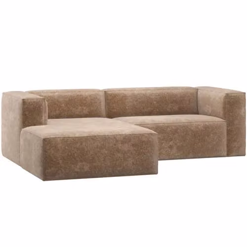 WOOOD Bean Chaise Longue Bank Links - Melange - Beige - B: 73 cm, D: 254 cm, H: 178 cm