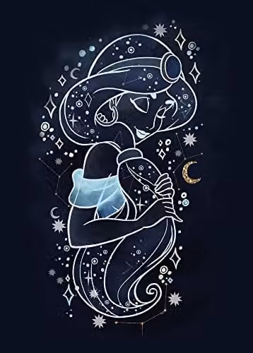 Komar Disney Jasmin Stars Kunstdruk Poster, Multicolour, 50 x 70 cm