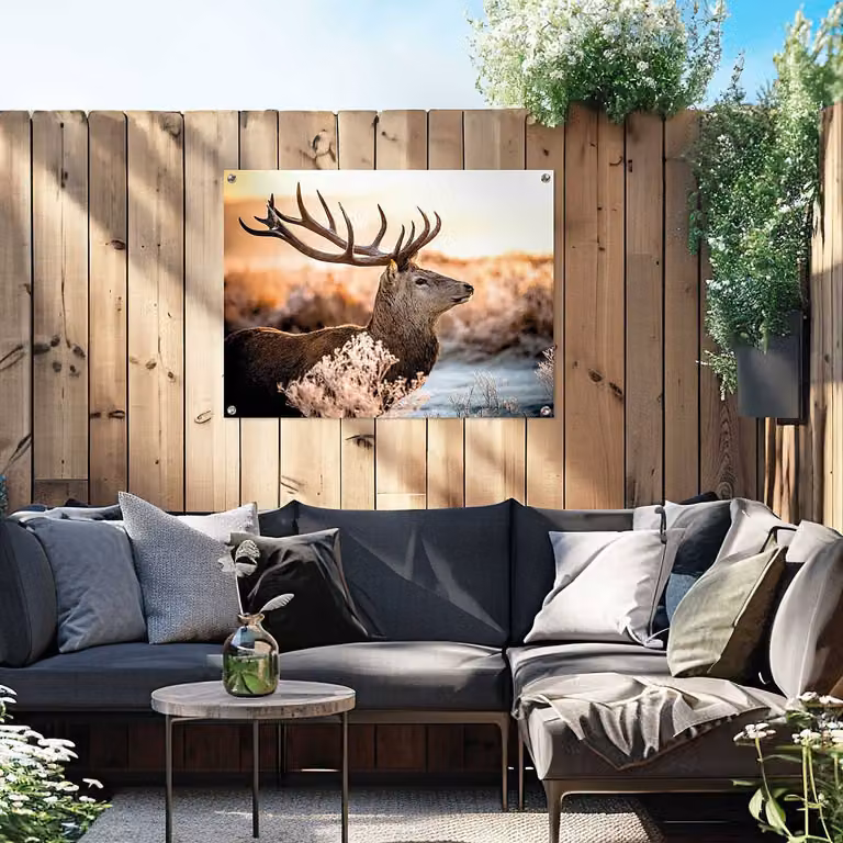 home24 Outdoor-poster Hert met dierenprint, bruin, 60 x 80 cm