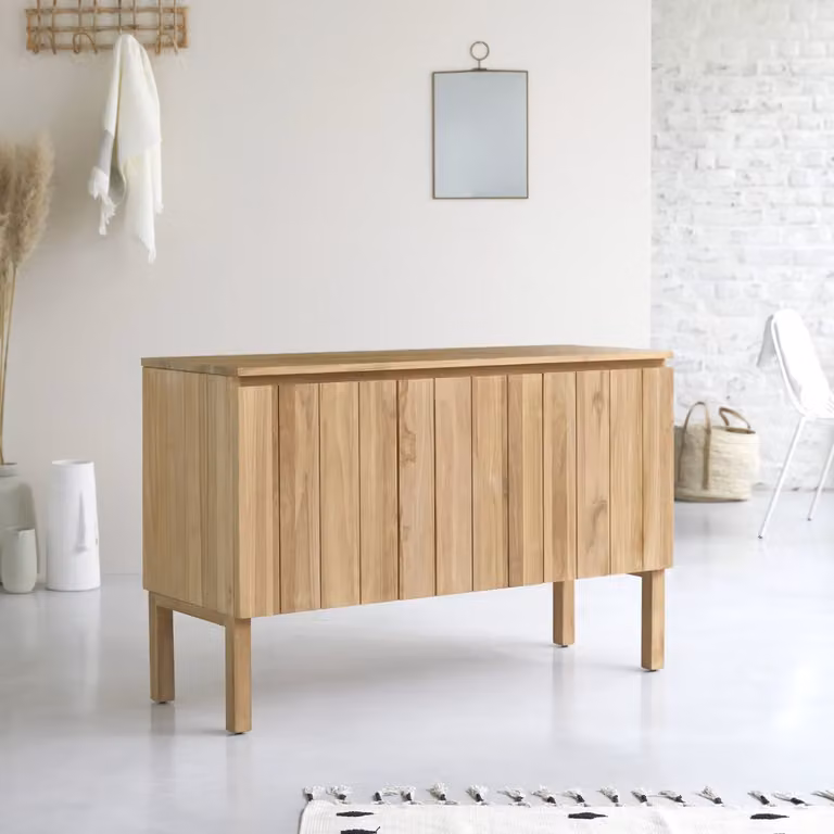Tikamoon Opbergmeubel Jill in Massief Teak - Bruin - B: 120 cm, D: 46 cm, H: 78 cm