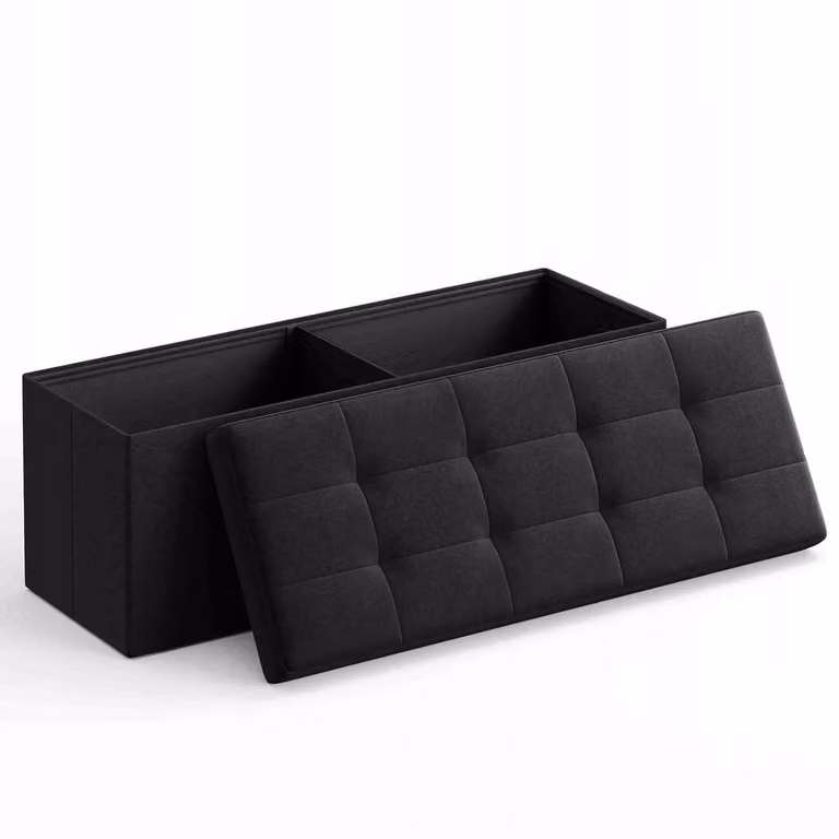 SONGMICS Zitkist met opbergruimte, 131 L, imitatie linnen, zwart, B/D/H: 110 x 38 x 38 cm