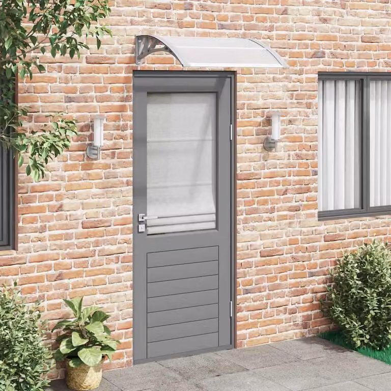 vidaXL Overkapping voor deur, grijs en transparant, B: 80 cm, D: 75 cm, polycarbonaat