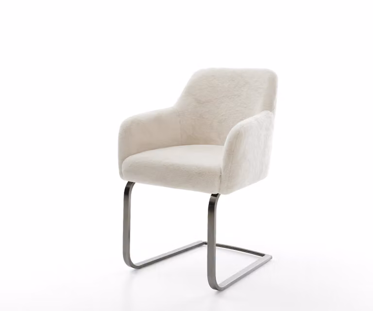 DELIFE Greg-Flex Sledemodel Stoel met Velvet Bekleding in Crème-Wit en Grafiet met Pocketveer Kern
