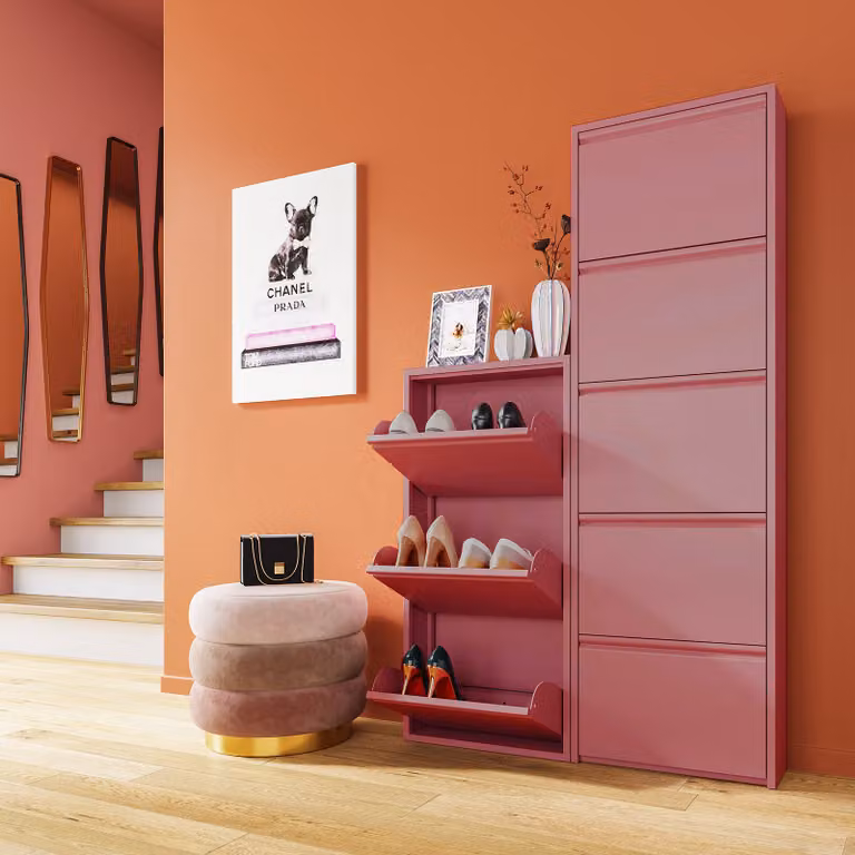 home24 Schoenenrek Caruso 170 cm roze/roze